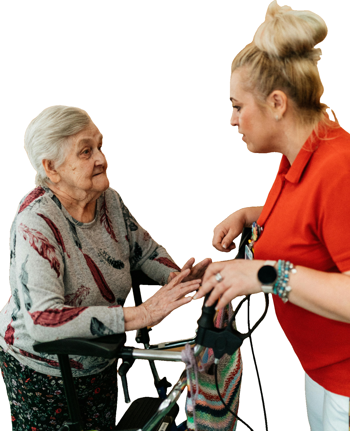 Support worker speaking with an older participant